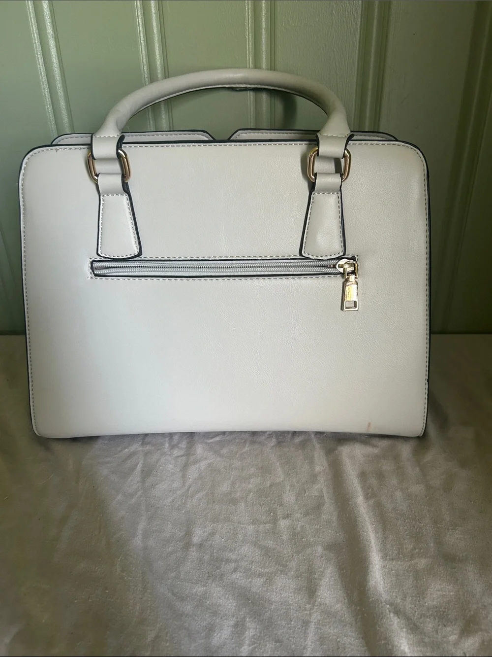 White Croc-Embossed Structured Satchel - Unbranded
